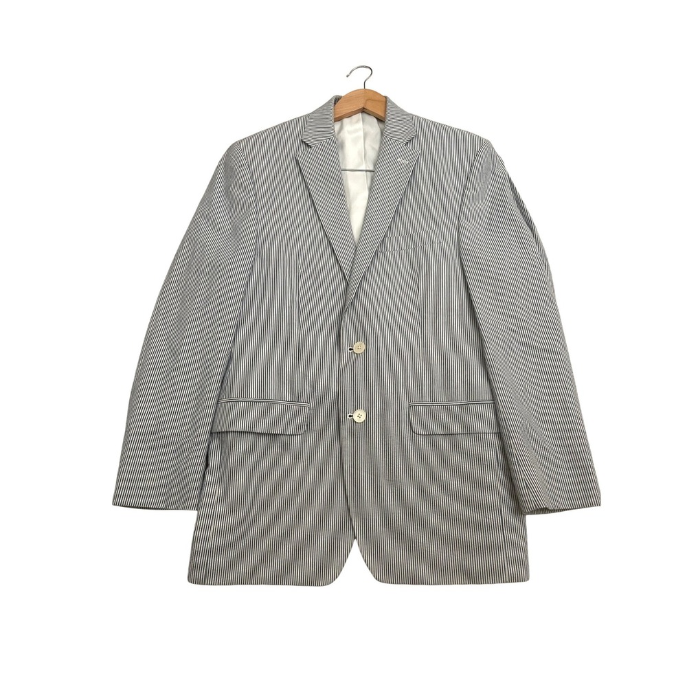 Lauren Ralph Lauren Seersucker Suit Mens 40R Blue White Striped Cotton 2pc - Picture 2 of 15